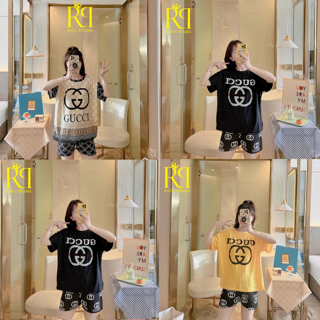 Bisa COD Set Piyama Dewasa 2 in 1 / Baju Tidur Lengan Pendek + Celana Pendek 2 in 1 / Baju Tidur IMP