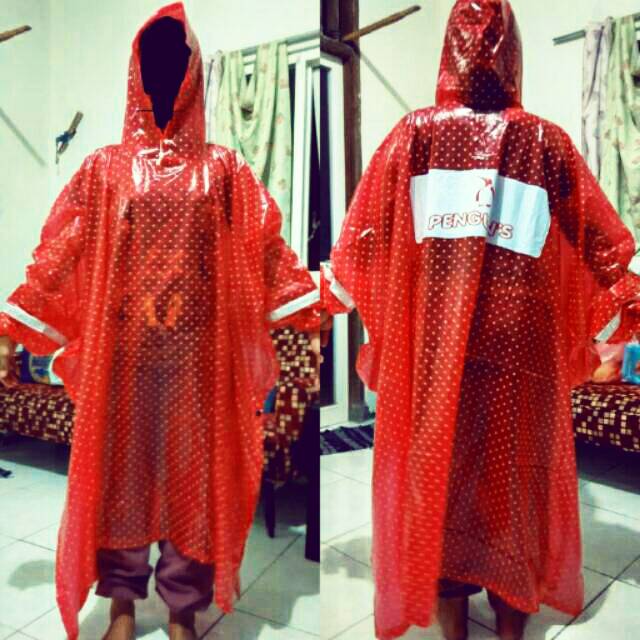 Jas Hujan Poncho Lengan Foxy Polkadot Penguin