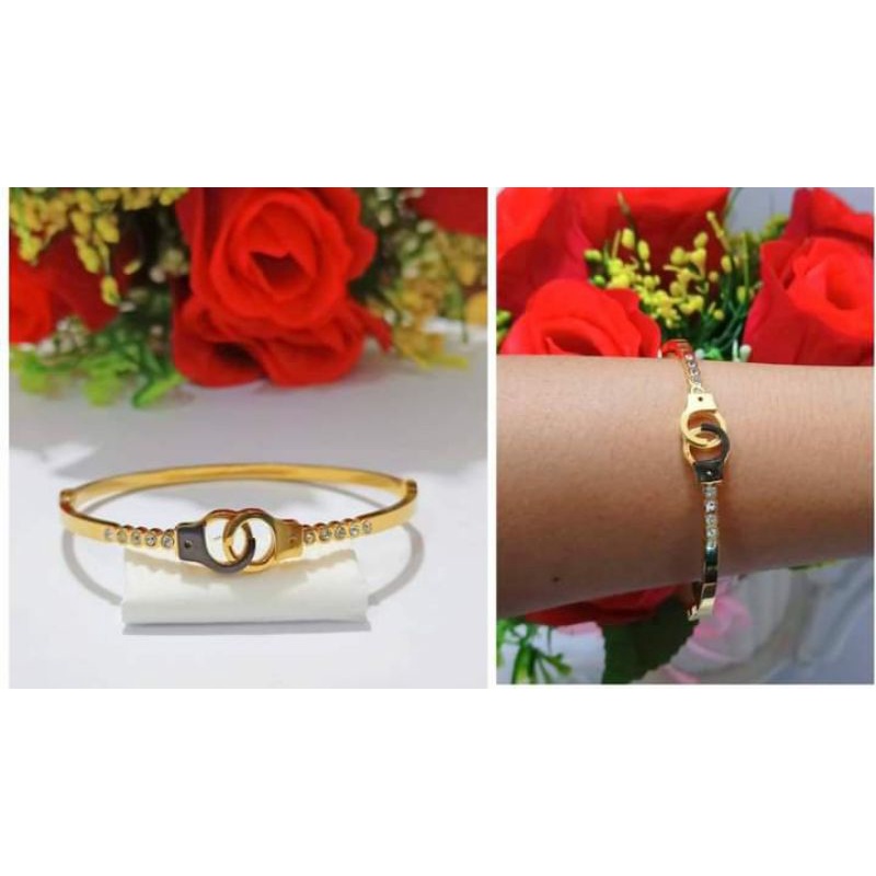 Gelang TITANIUM Bangkok Dewasa Titanium Varian motif Perhiasan Wanita Gold Modern (COD)