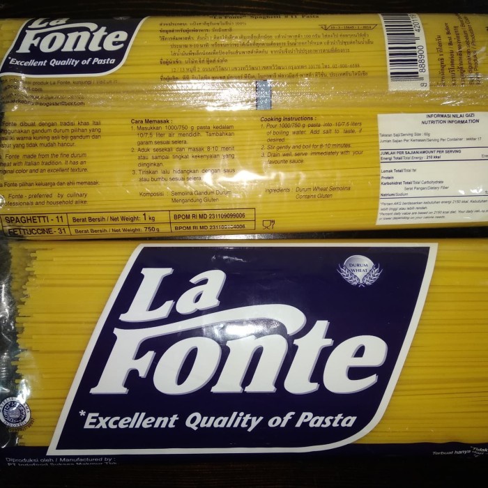 

PASTA-ANEKA- LA FONTE SPAGHETTI | PASTA SPAGETI | PASTA NOODLE MIE 1KG -ANEKA-PASTA.