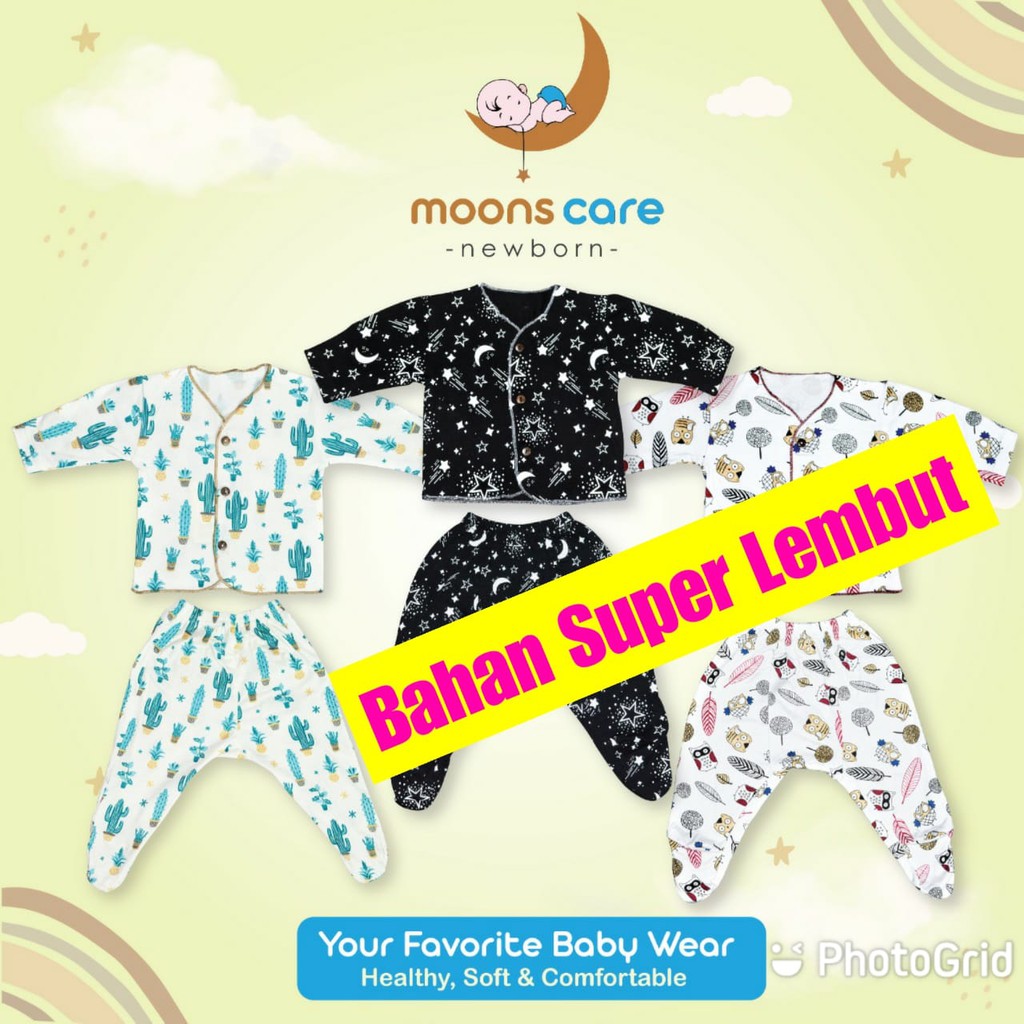 NEWBORN MOONS  STELAN PENDEK PREMIUM BABYMOON STELAN BAJU BARU LAHIR BAJU BAYI BAJU PANJANG KUTUNG n