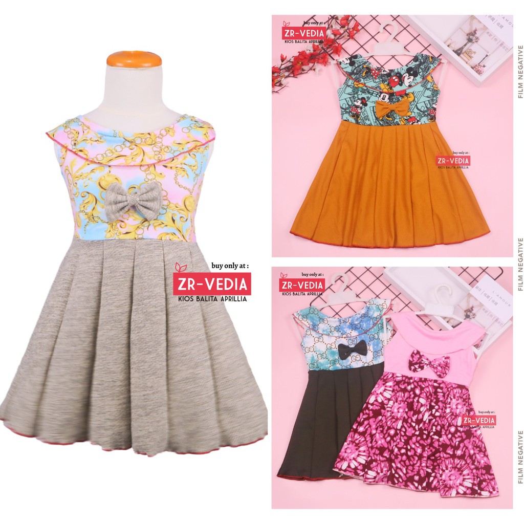 Dress Cantika uk 3-4 Tahun / Dres Yukensi Model Baju Anak Perempuan Motif Gaun Pesta Polos Import