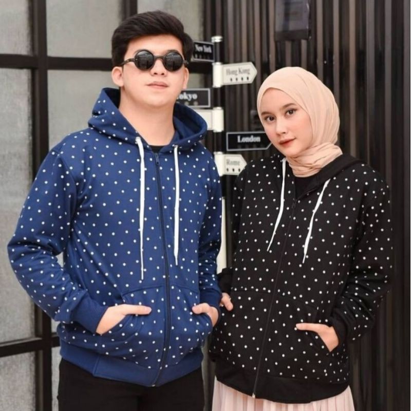 Sweater Dotty Trend Zipper Fashion Trend Pria/Wanita Murah