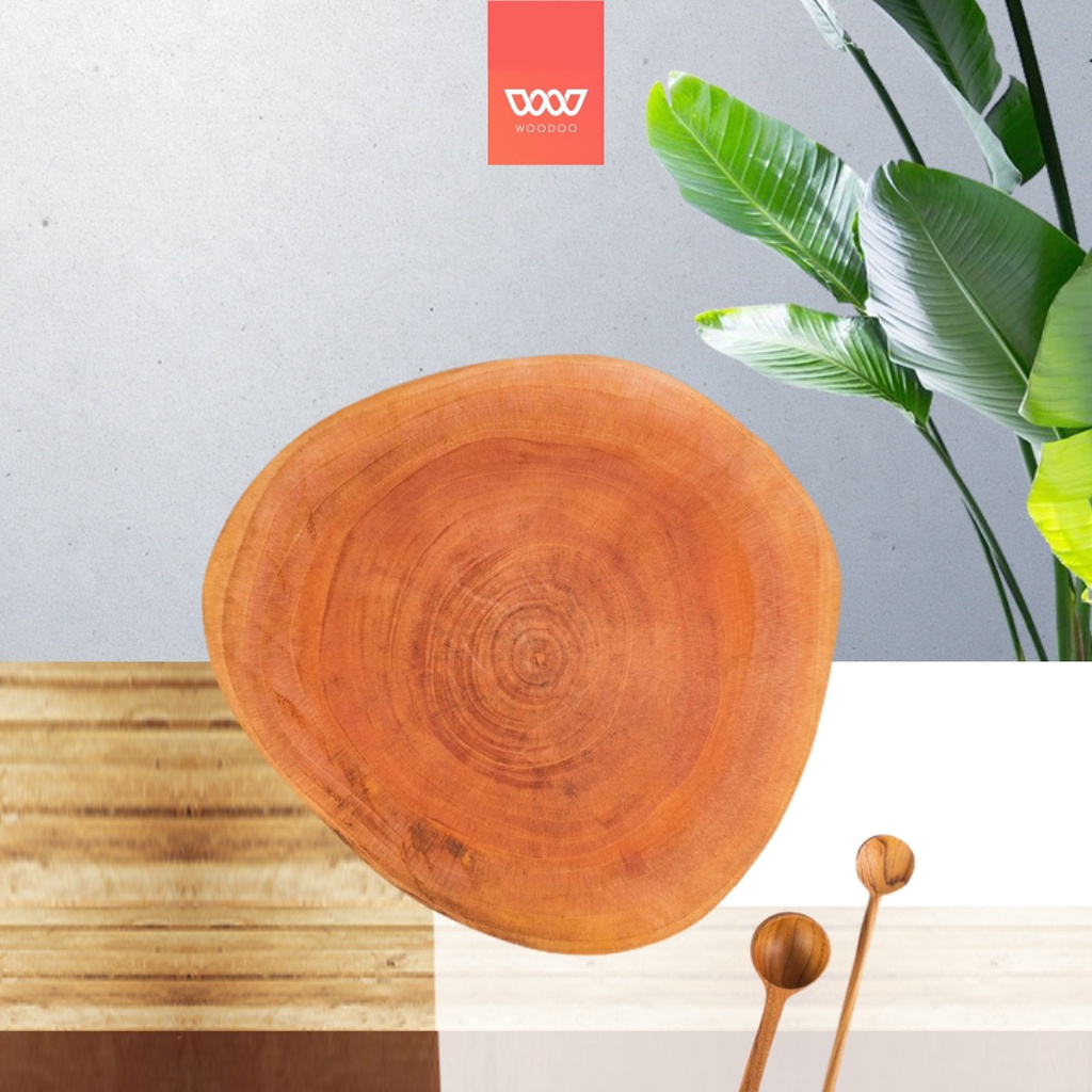 WOODOO - TALENAN KAYU MAHOGANY BULAT MULTIFUNGSI / WOODEN CUTTING BOARD - TKB