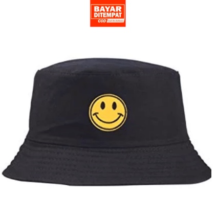 Bucket Hat Sablon Smile / Bucket Smile Korean Style Unisex Kualitas Premium