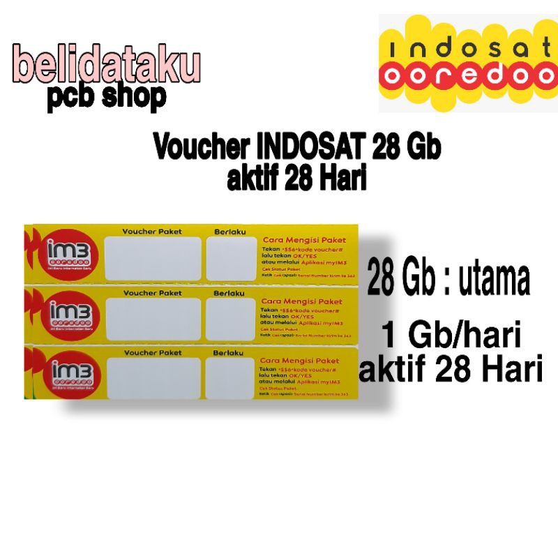 Voucher Paket Data INDOSAT 28gb 28hari/ 14gb 14hari/ 7gb