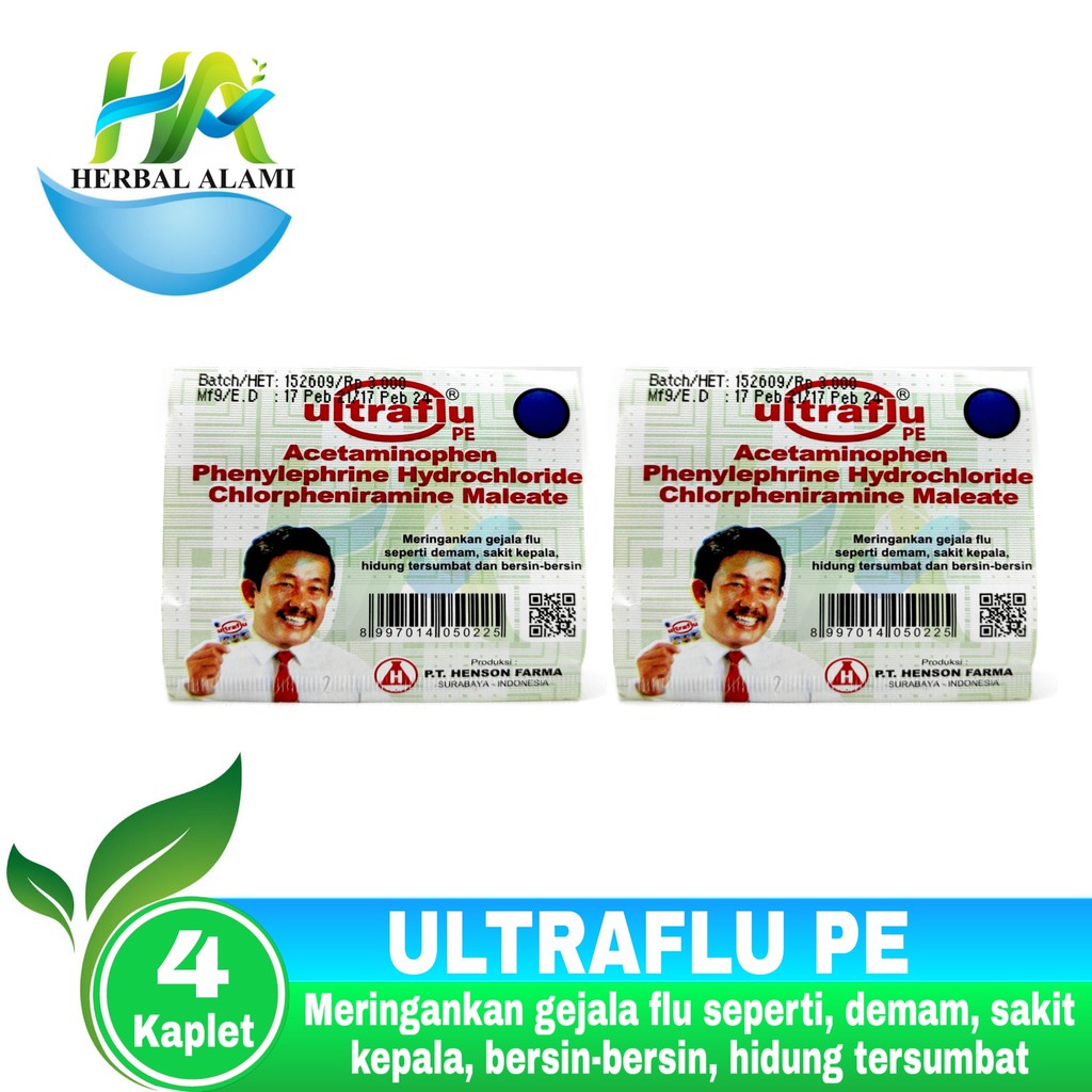 Ultraflu PE isi 4 Tablet - Obat flu sakit kepala demam