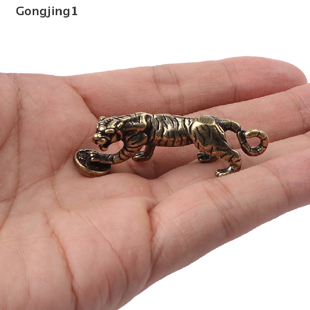 Gongjing1 Ornamen Patung Macan Zodiak Cina Bahan Kuningan Untuk Dekorasi Meja Kantor