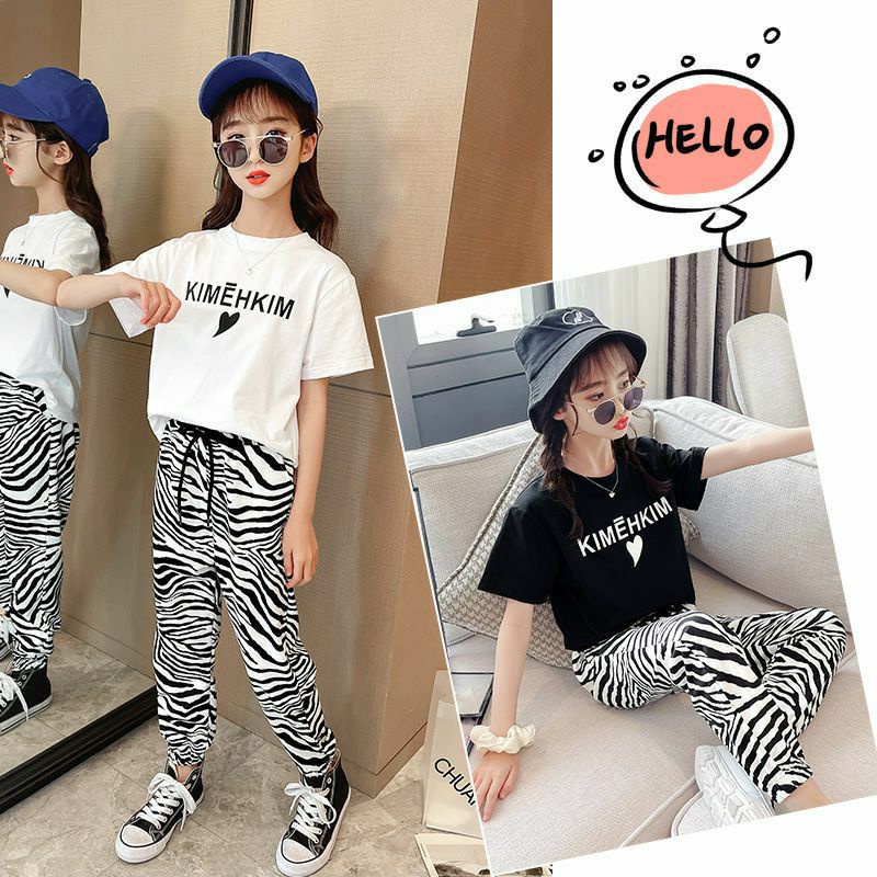 Setelan baju anak cewek leopard summer