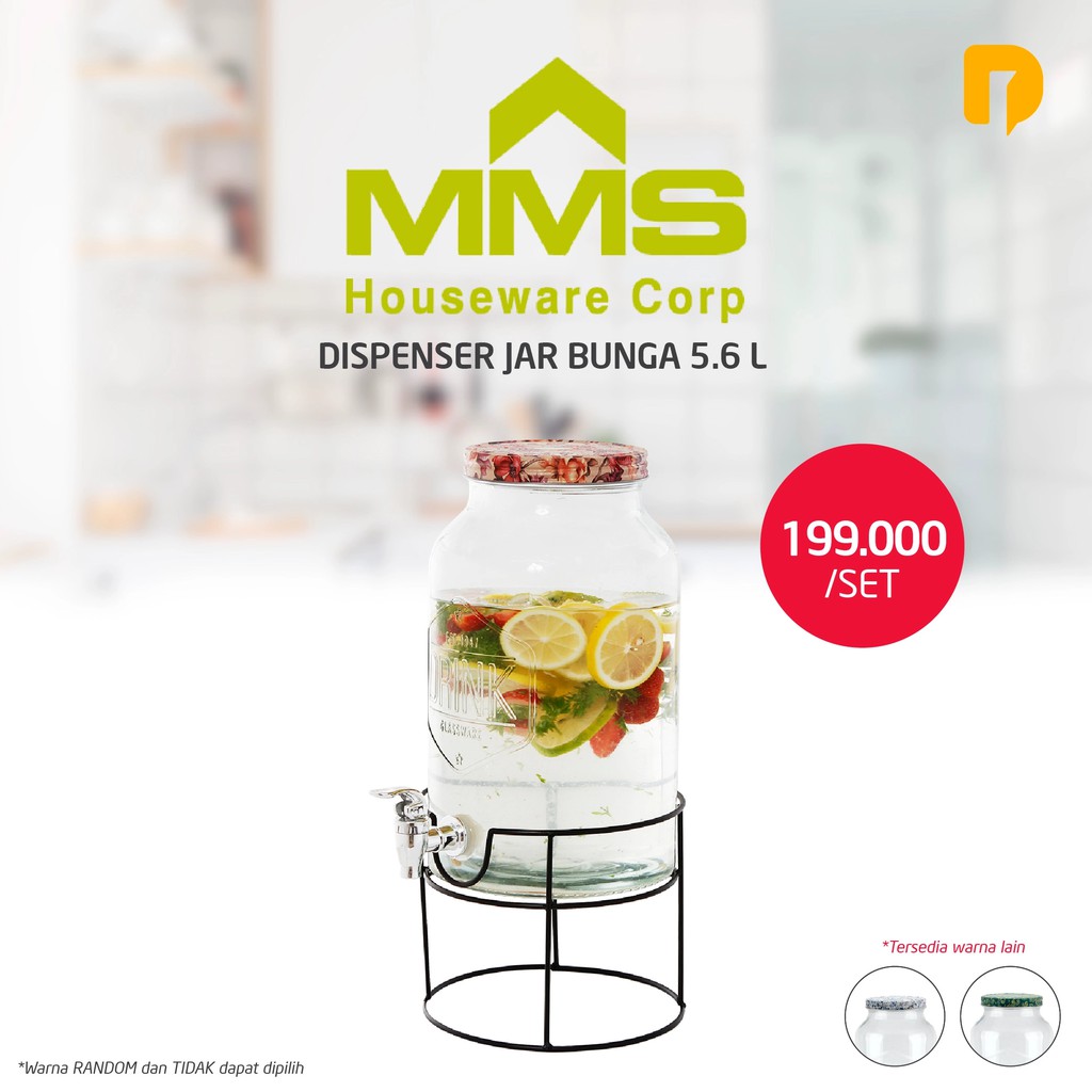 Dispenser Jar Kaca 5.600 ML Untuk Air Minum Es Buah Infuser Water199000