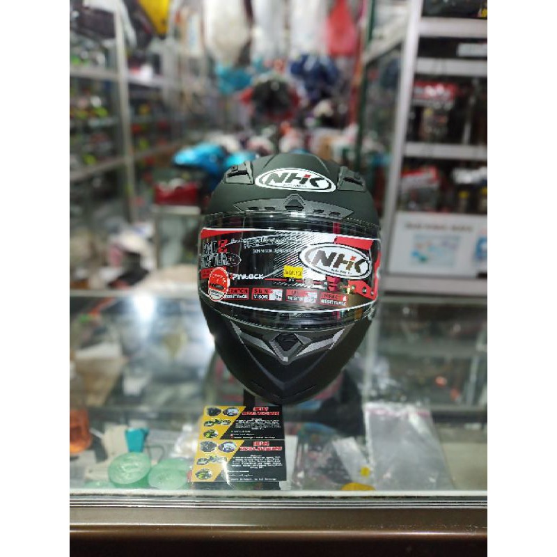 Helm NHK RX9 Solid Black Hitam Doff Dopp Visor Full Face