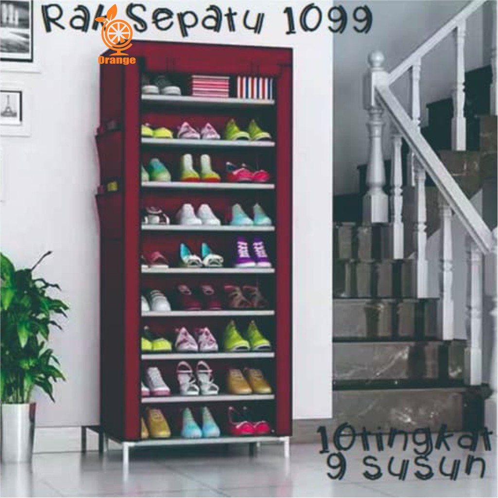 COD Promo Termurah Rak Sepatu 10 Susun Rak Penyimpanan Sepatu Serbaguna Rak Sepatu Kain Portable GOSHOP88