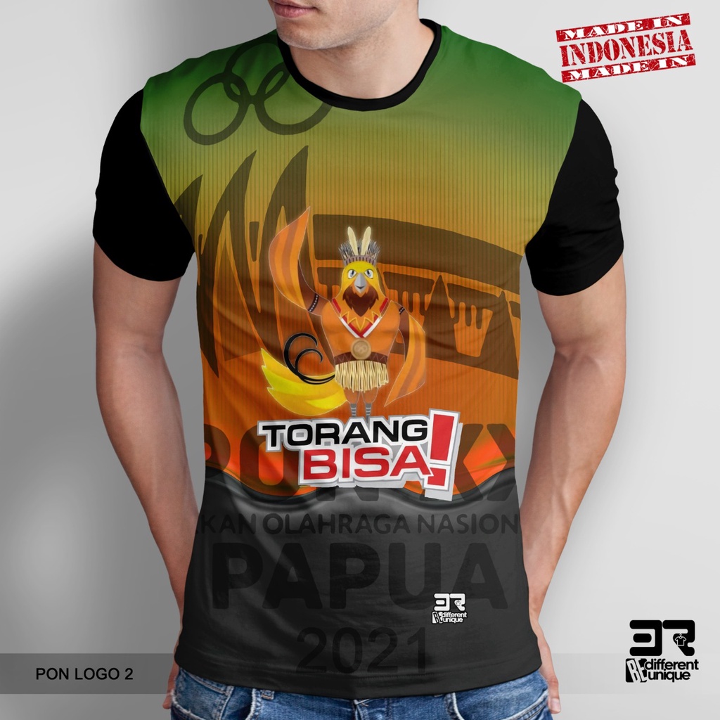 KAOS PRIA KAOS PRINT DISTRO 3R INDONESIA PON XX PAPUA MASKOT 2 DRAWA
