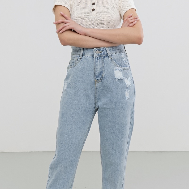 VIERLIN - Jeans 8628 - CELANA BOYFRIEND JEANS HIGHWAIST