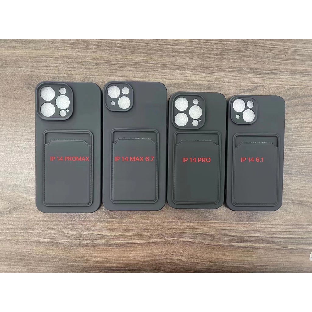 Case Dompet Kartu Kredit Bahan Silikon Cair Ultra Tipis Tahan Banting Untuk IPhone 13 14 Pro Max Plus Mini