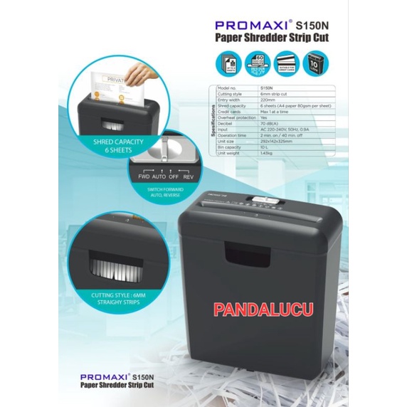 PAPER SHREDDER PROMAXI S150N MESIN PENGHANCUR PEMOTONG KERTAS S-150N