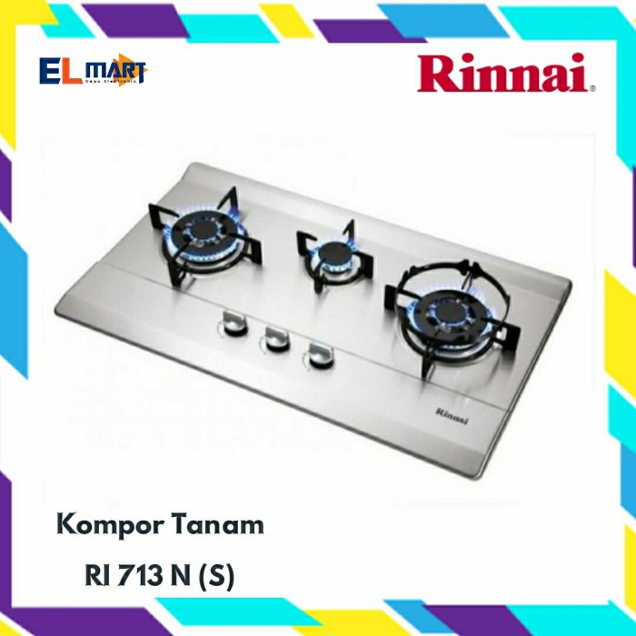 Kompor Tanam RINNAI 3 Tungku Silver RB 713NS 713 N S NS RB713NS Ori