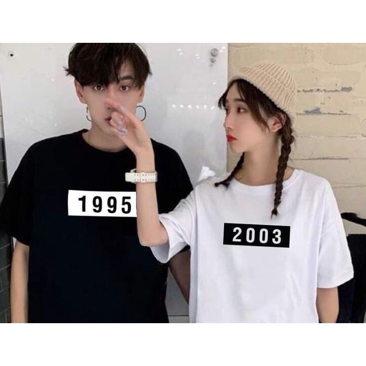 MYSTIQUE.ID-BAJU KAOS COUPLE 1995&amp;2003 T-SHIRT LUCU DAN AESTHETIC