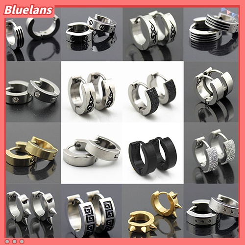 Anting Hoop Bahan Stainless Steel Gaya Punk Gothic Untuk Pria Dan Wanita