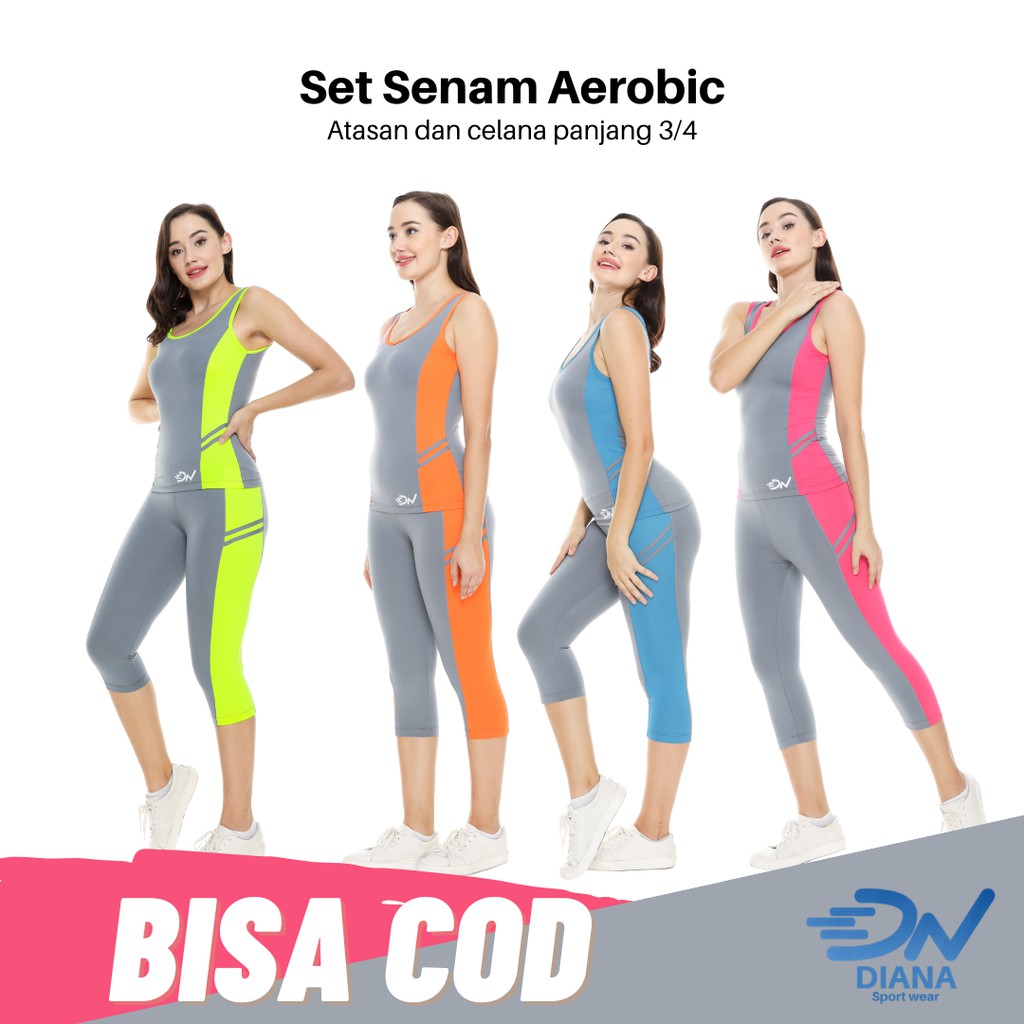 Setelan baju senam tangtop dan celana senam panjang 3per4 wanita jumbo | setelan olahraga wanita