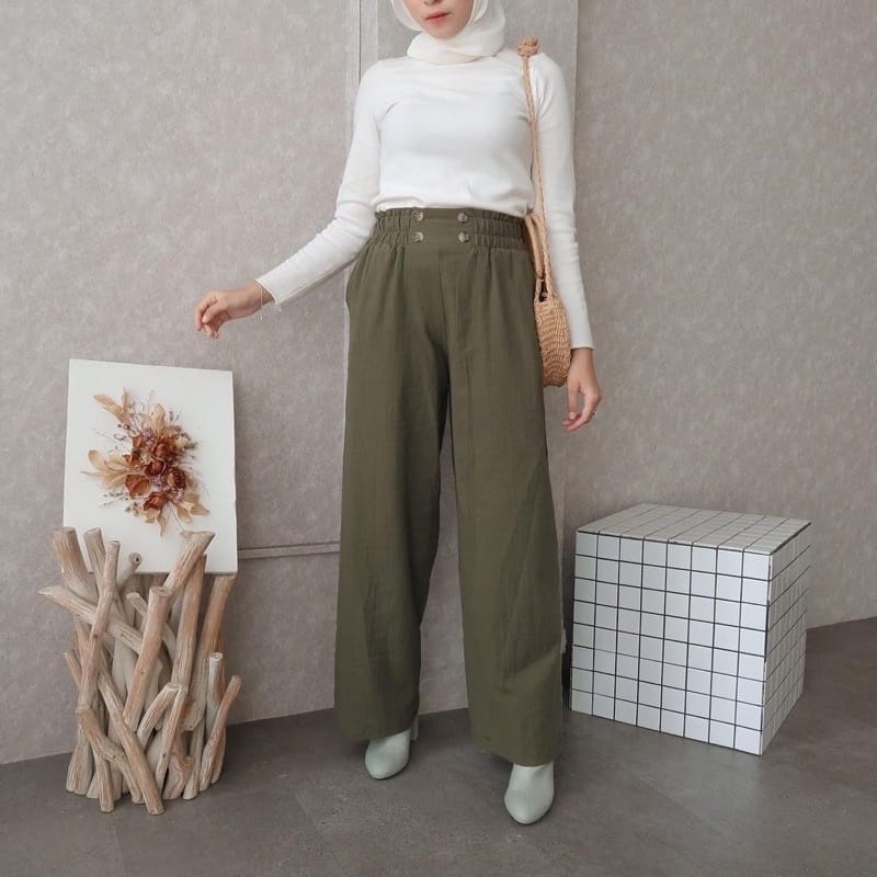 Tq88indonesia Fashion Celana Cullote Panjang Wanita Terbaru / Viora Pants kulot CRINCLE / Celana Casual Cewek / OOTD Kekinian