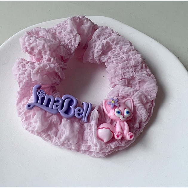 Ikat Rambut Scrunchie Anak Perempuan Teks SWEET Motif Rubah Aksesoris Hiasan kunciran Rambut lucu AK197