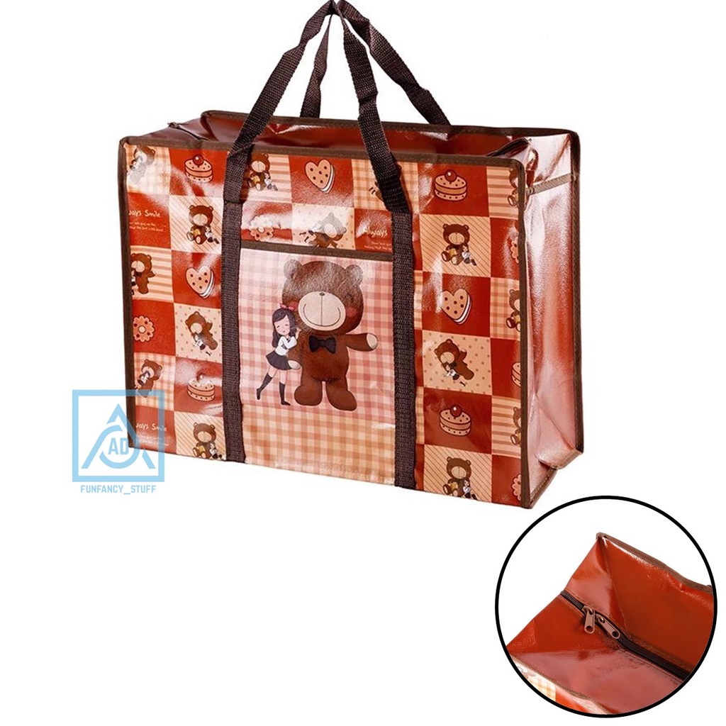 TAS KARUNG TALI LINGKAR UKURAN 38X50X25 CM KANTONG DEPAN MOTIF DAN WARNA RANDOM