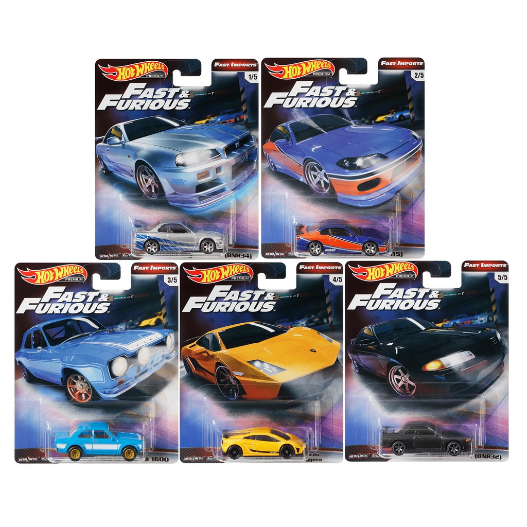 Hot Wheels Fast and Furious Imports FNF Collectors Box Nissan skyline R34 Silvia R32 Lamborghini