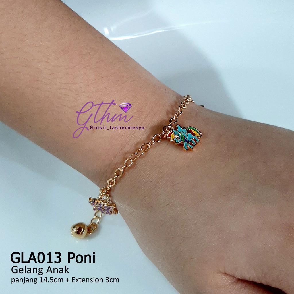 xuping gelang tangan anak unicorn kuda poni perhiasan lapis emas asli 18k gthm