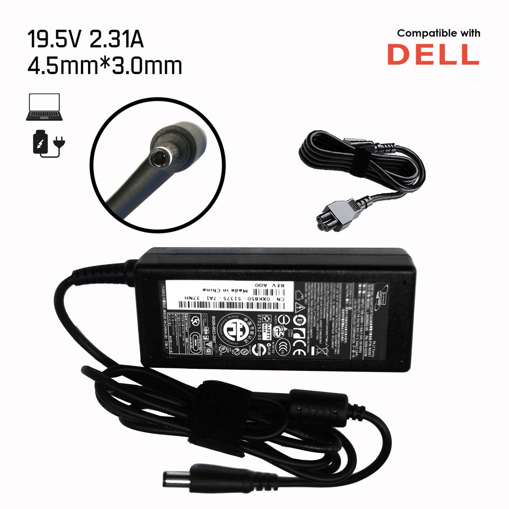Adaptor Laptop Chargers 19.5V 2.31A 45W for Dell Inspiron 11 13 14 17 15 7000 5000 3000 Series 3558.