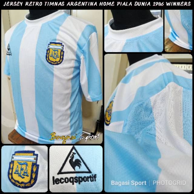 Jersey Baju Bola Retro Lokal Lokalan Negara Argentina MARADONA Home Kit Kandang Biru Piala Dunia Pil