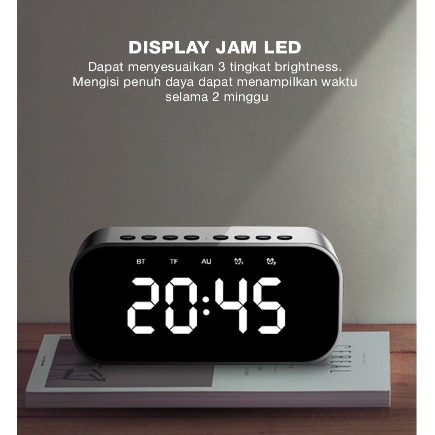 Speaker Bluetooth 5.0 Robot RB550 LED Display &amp; Alarm Clock