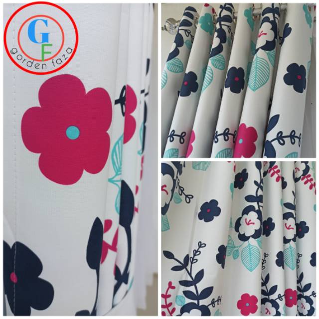 gorden tirai jendela bunga merah hitam