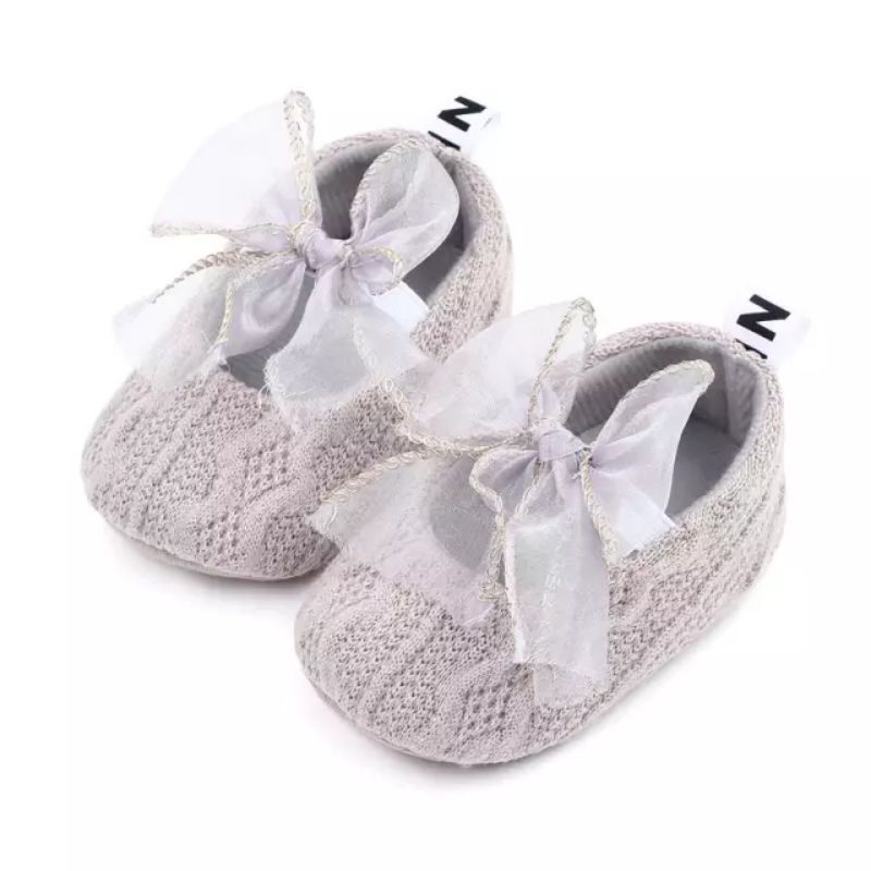 Sepatu Bayi Perempuan Pita Knit Renda - Sepatu Prewalker Baby S1212