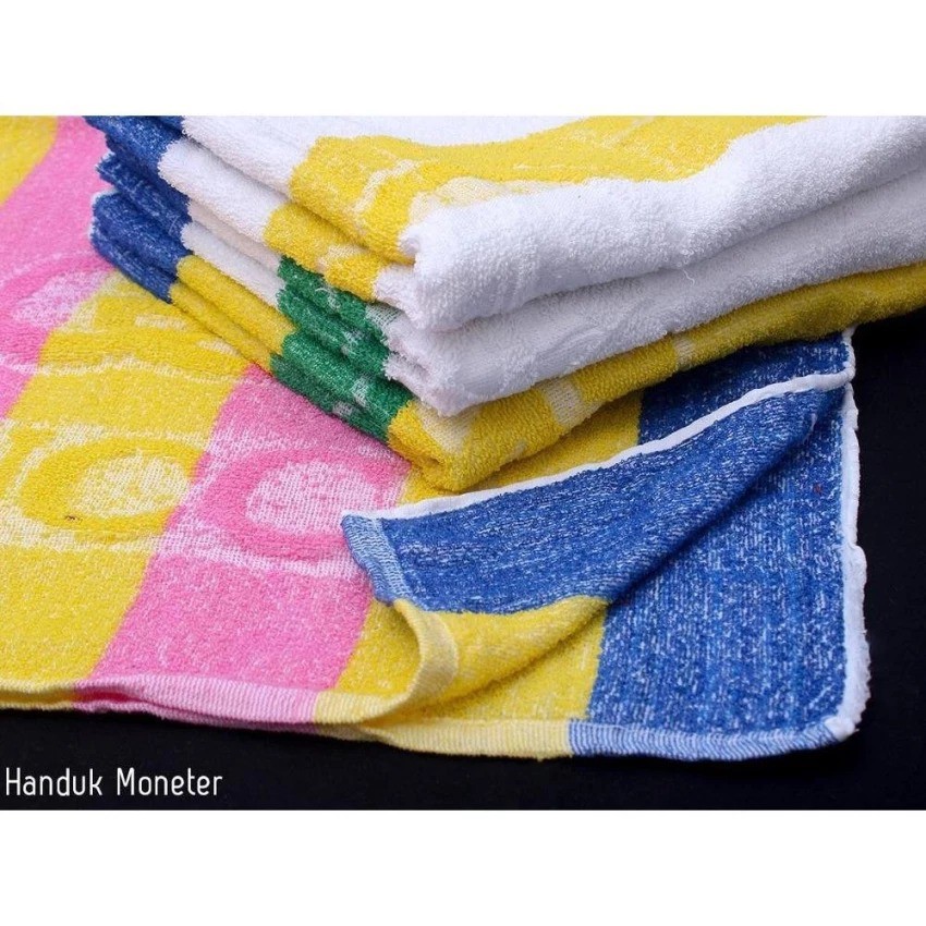 Handuk mandi merk moneter motif garis Handuk Dewasa ekonomis ukuran 65 x 125cm