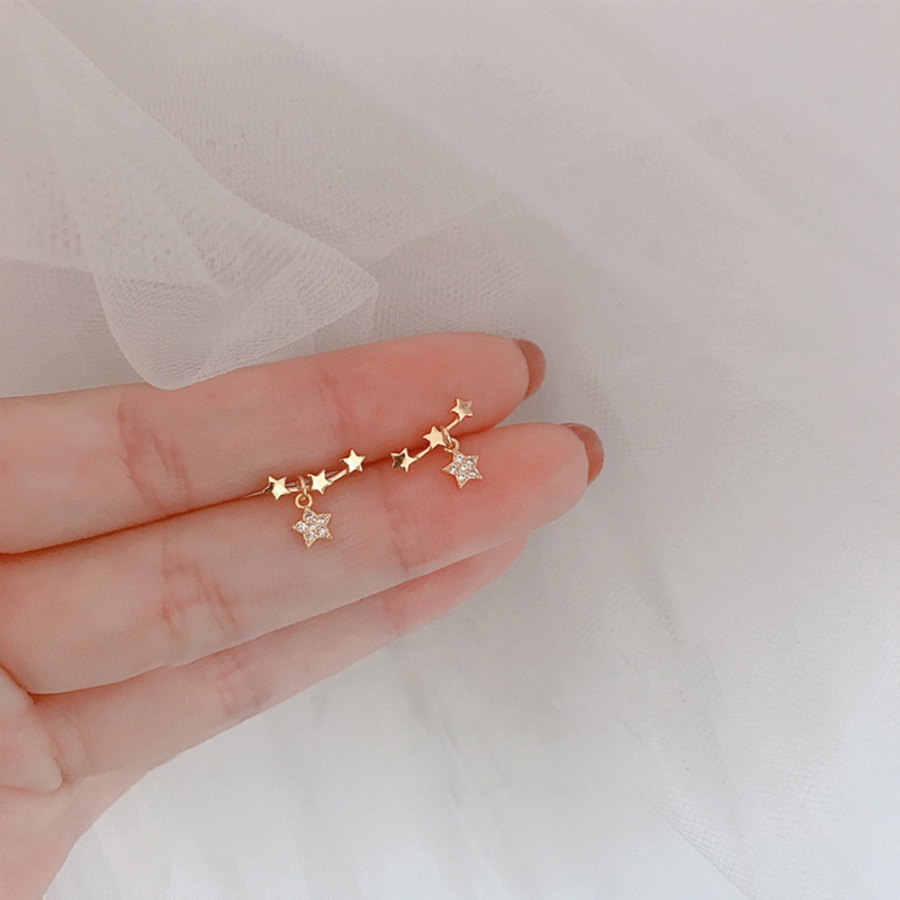 1 Pasang Anting 925 Silver Needle Bentuk Hati Bintang Daisy Gaya Retro Untuk Wanita