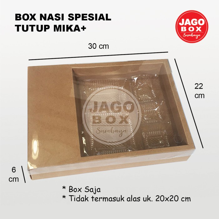 Box Nasi Special / Hantaran 22x30 cm Tutup Mika - Alas Nasi 20x20 cm