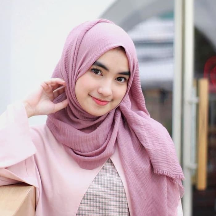 pashmina kusut polos / hijab pashmina crinkle premium-1