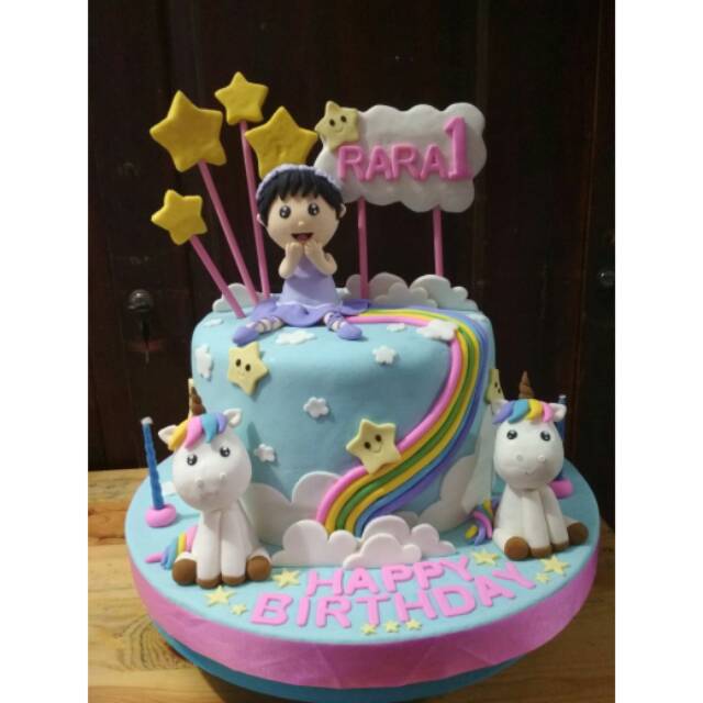 Kue Ulang Tahun Tema Anak Kecil Kuda Pegasus Fondant Shopee Indonesia