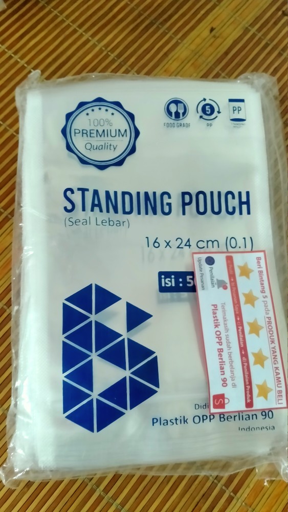 Plastik Standing Pouch / Plastik Makanan Kemasan Berdiri 16 X 24 Cm
