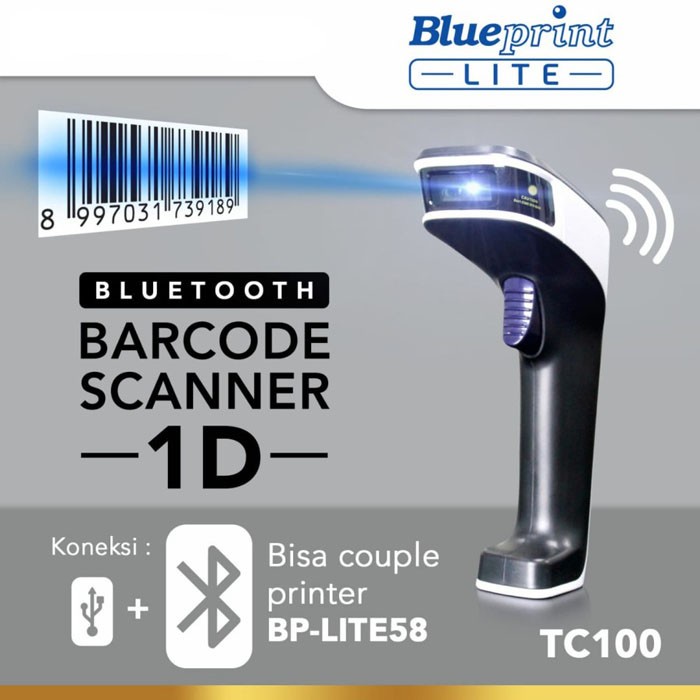 Blueprint Lite TC100 Barcode Scanner Infrared Bluetooth USB CCD 1D