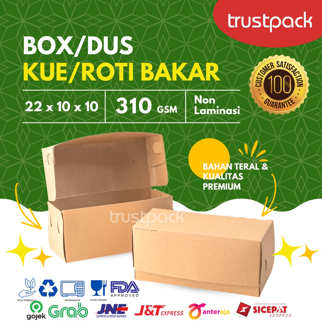 DUS / BOX / KOTAK KUE / ROTI BAKAR uk.22x10x10cm KRAFT