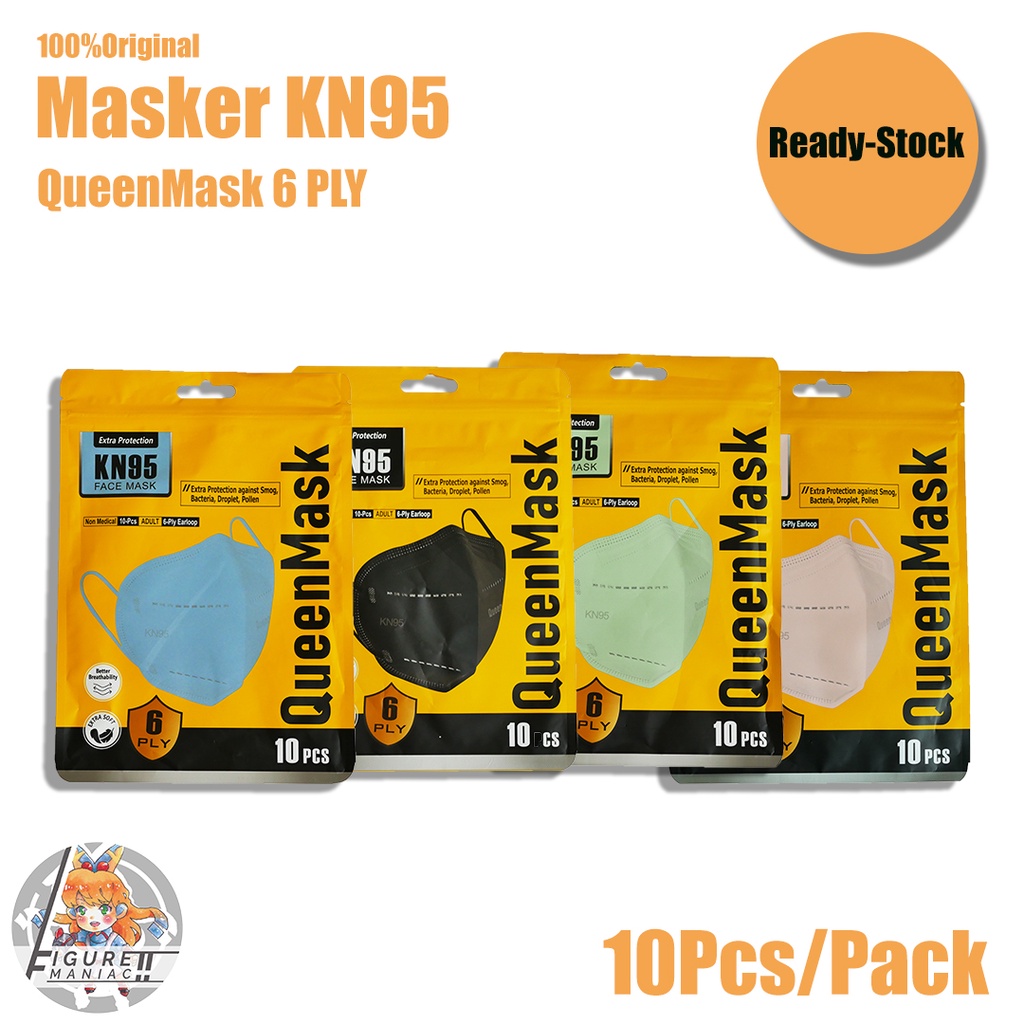 Figure Maniac - Masker KN95 6 PLY Queen Mask 1 Pack isi 10 Pcs Warna Warni Pastel Soft Original QueenMask