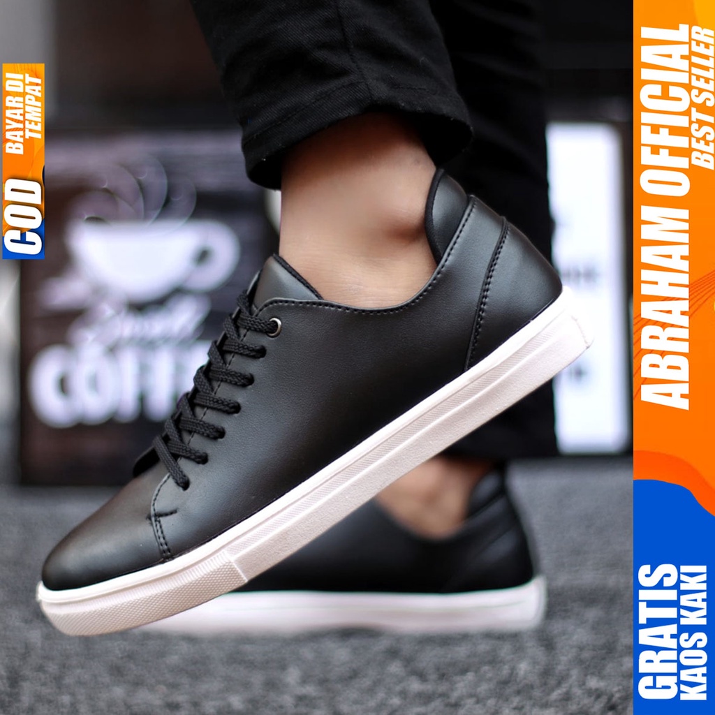 Abraham Troy - Sepatu Casual Sneakers Pria Kerja Santai Hitam