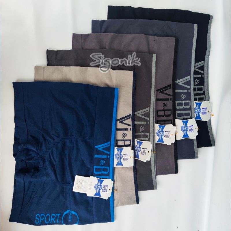 Boxer Celana Dalam Vi&amp;BB Pria Dewasa Cowok Remaja Vi-BB M L XL Murah Rajut Seamless Premium Best Micro Fibre Bakteria Halus Lembut Adem Sigonik