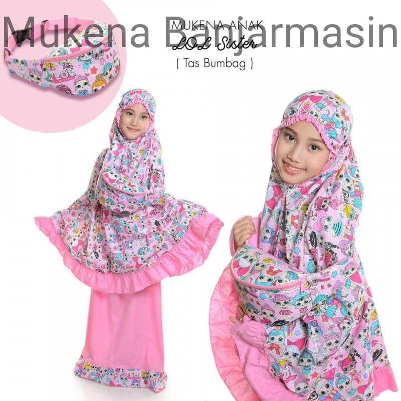 (COD) Mukena Banjarmasin - Mukena Anak Lola Sister  Tas Bumbag