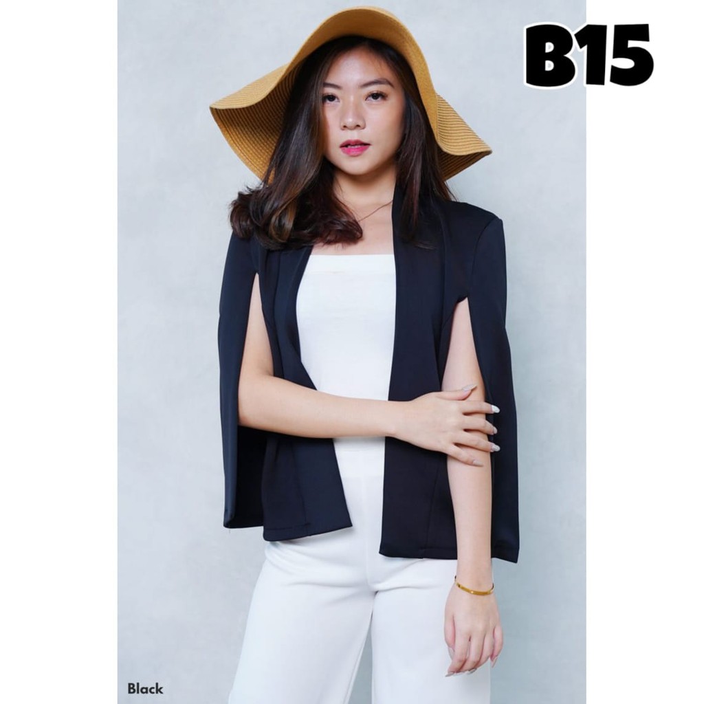 Blazer wanita / cewek cape blazer warna polos pergi kerja kantoran keren kekinian hijab friendly -15