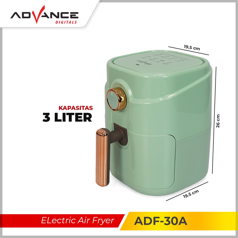 Air Fryer Advance  ADF-30A 3Liter 600 watt Air Fryer Low Watt Penggorengan Tanpa Minyak Bergaransi Resmi 1 Tahun