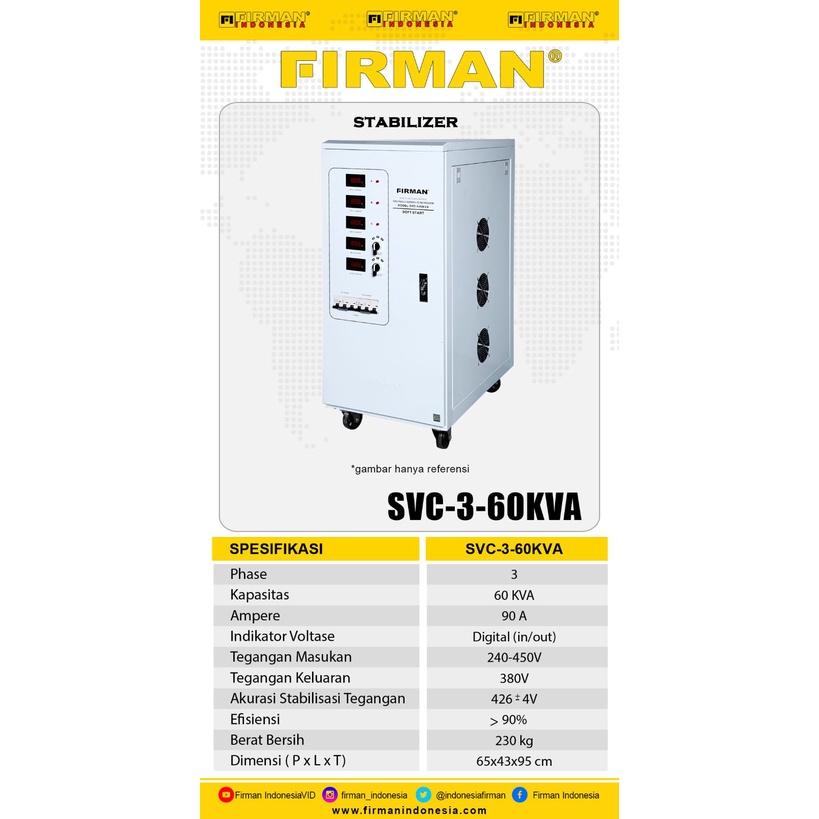 Stabilizer LISTRIK SVC3-60KVA FIRMAN 3 Phase 60KVA / Stavol Listrik Stavol Stavolt SVC 60 KVA Stabiliser FIRMAN SVC-3 60KVA