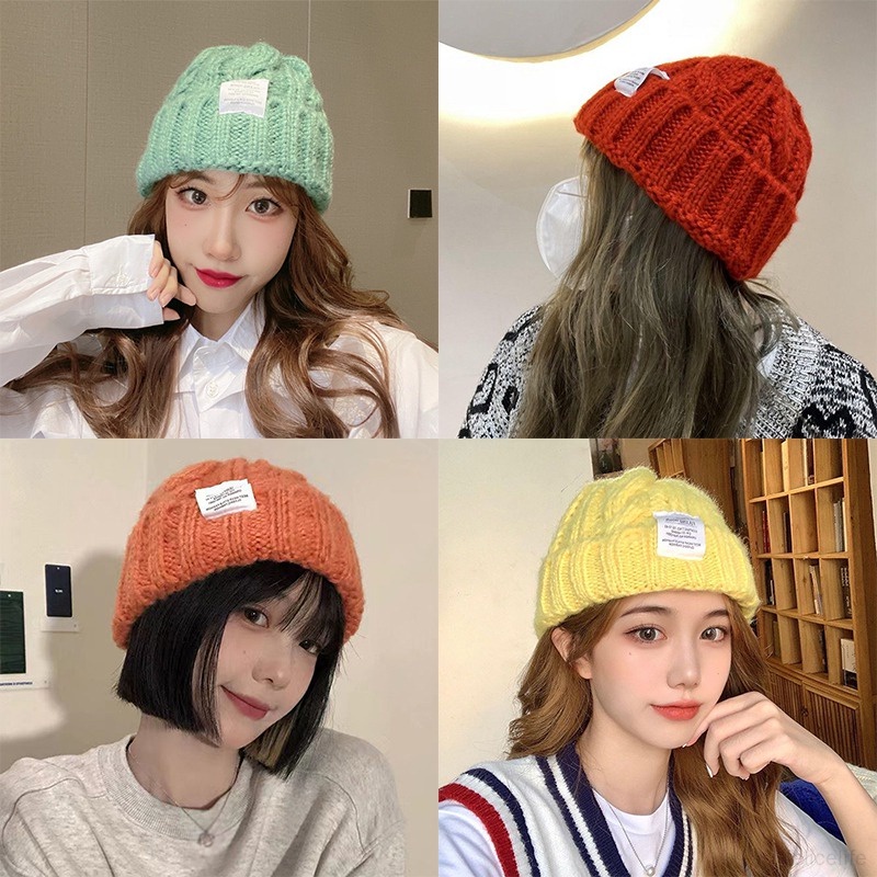 Topi Kupluk Rajut Casual Bahan Wol Hangat Lembut Untuk Unisex / Musim Dingin